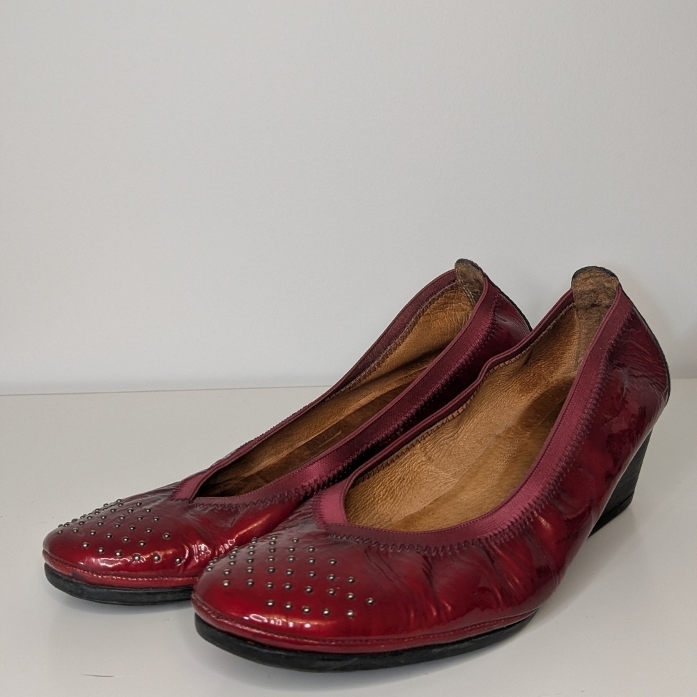 Hispanitas Red Patent Leather Wedge Shoe Made in Spain Size 40 Size 9.5
